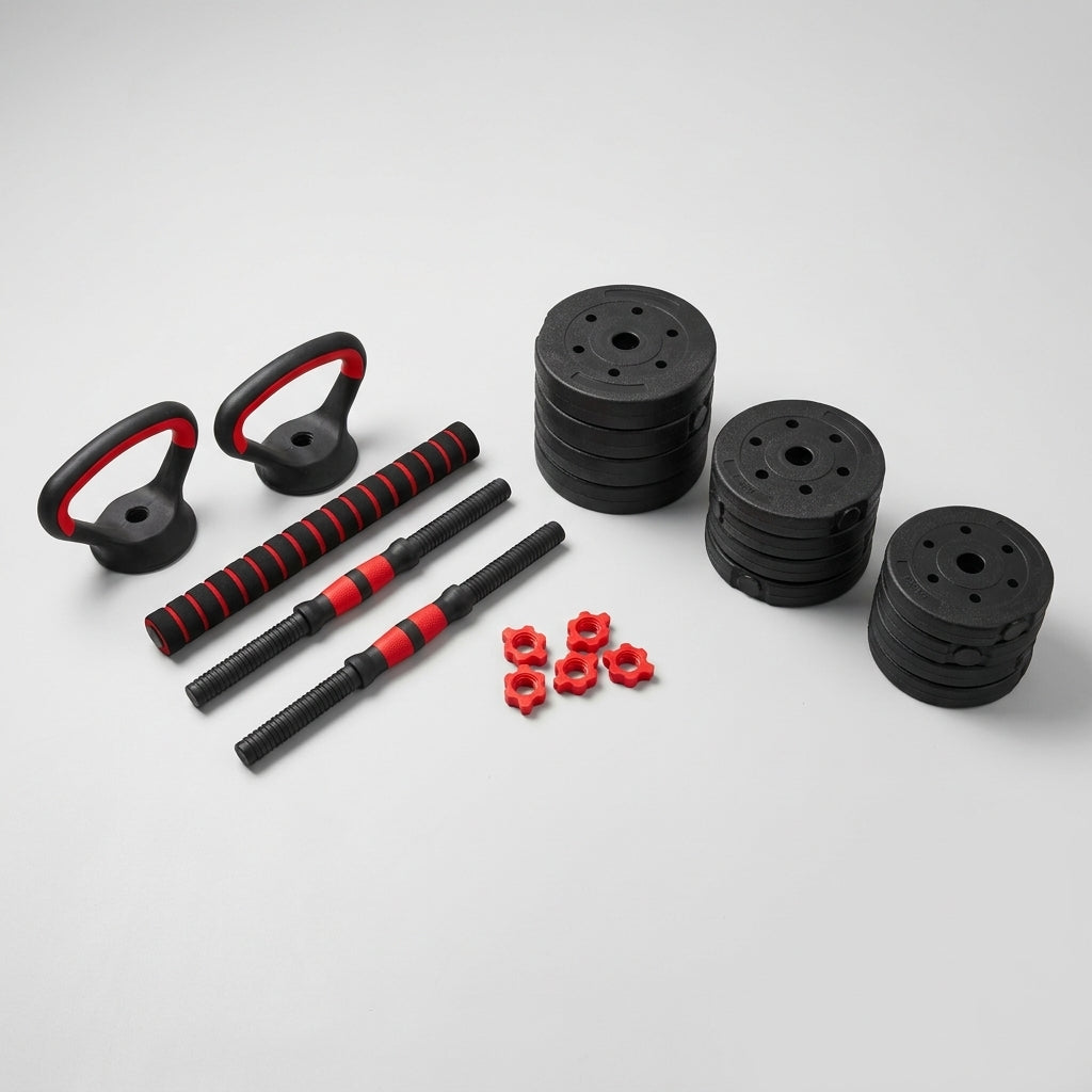 Multi-vægt Sæt 4-i-1 — Håndvægte, Kettlebell, Stang & Push-up Greb