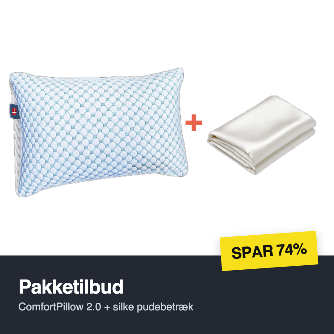 Pakketilbud — ComfortPillow 2.0 med silke pudebetræk, spar 74%